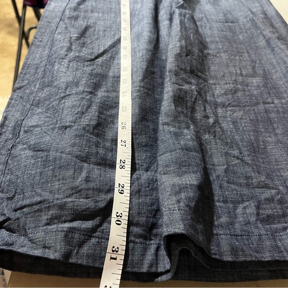 eShakti Blue Chambray Wide-Leg Pants with Dark Blue Waist Accents - Picture 14 of 14